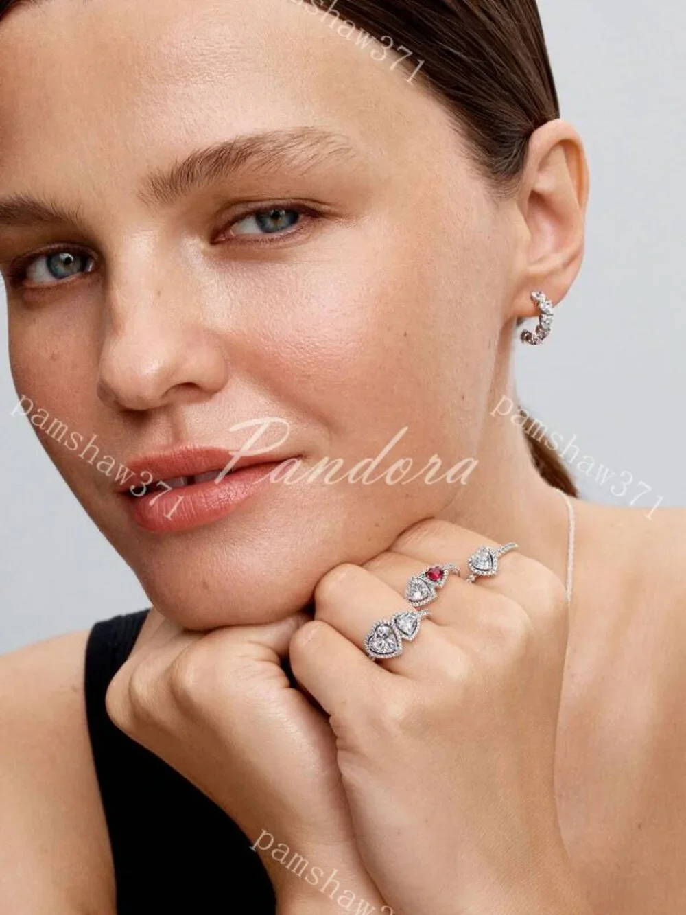 Pandora Sparkling Hearts Open Hoop Earrings